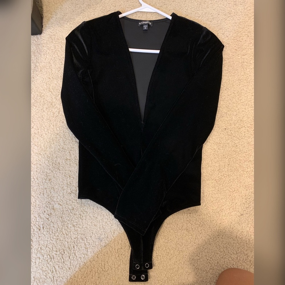 Velvet low cut bodysuit